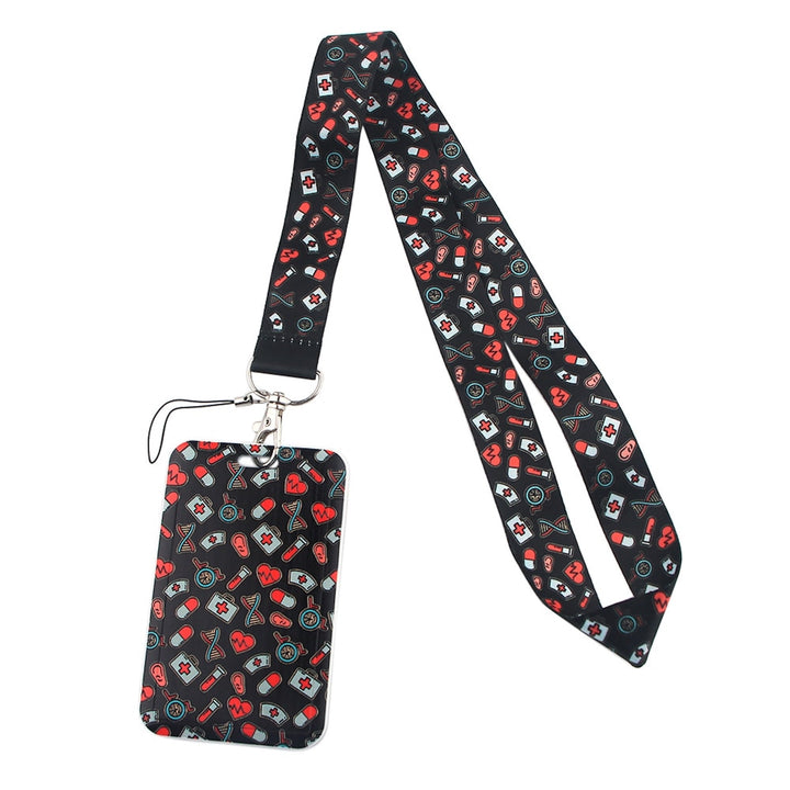 Pills and Plasters Lanyard & ID Card Holder – This stylish lanyard is perfect for healthcare professionals, such as nurses and pharmacists, providing a functional way to display ID cards while showcasing a fun and relevant design.