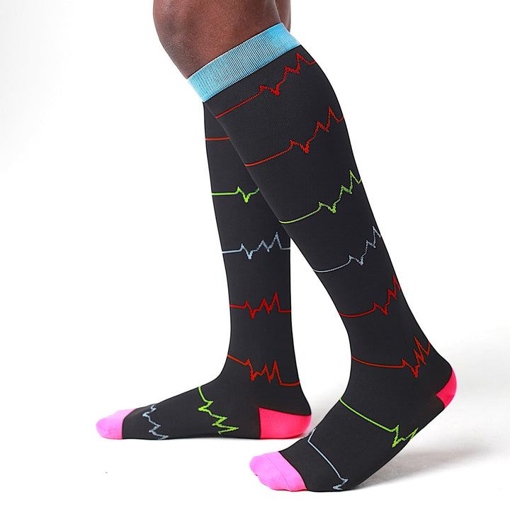 Lightweight Everyday Compression Socks Black, Blue Pink ECG