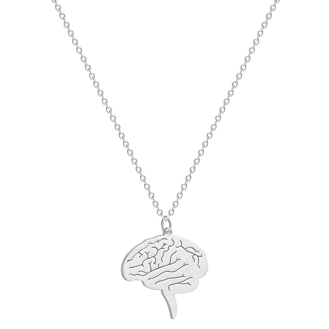 Brain Stem Pendant Necklace - Silver