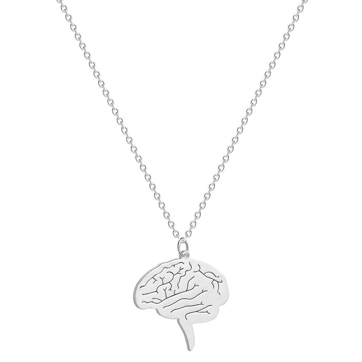 Brain Stem Pendant Necklace - Silver