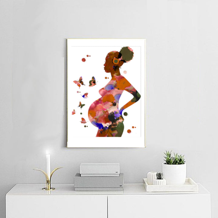 Pregnancy Full Term -Set of 3. 100% Cotton Canvas Watercolour Print