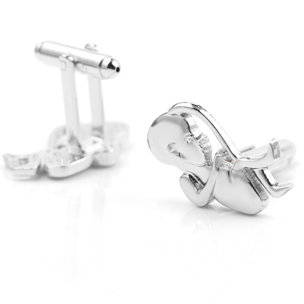 Baby in Uterus Pregnancy Cufflinks - Silver