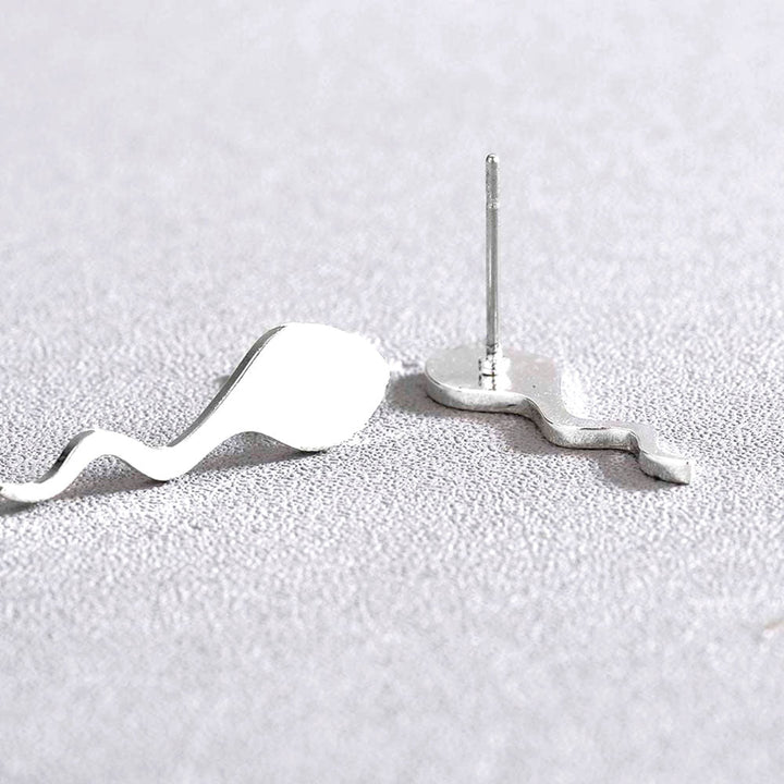 Sperm Stud Earrings Silver