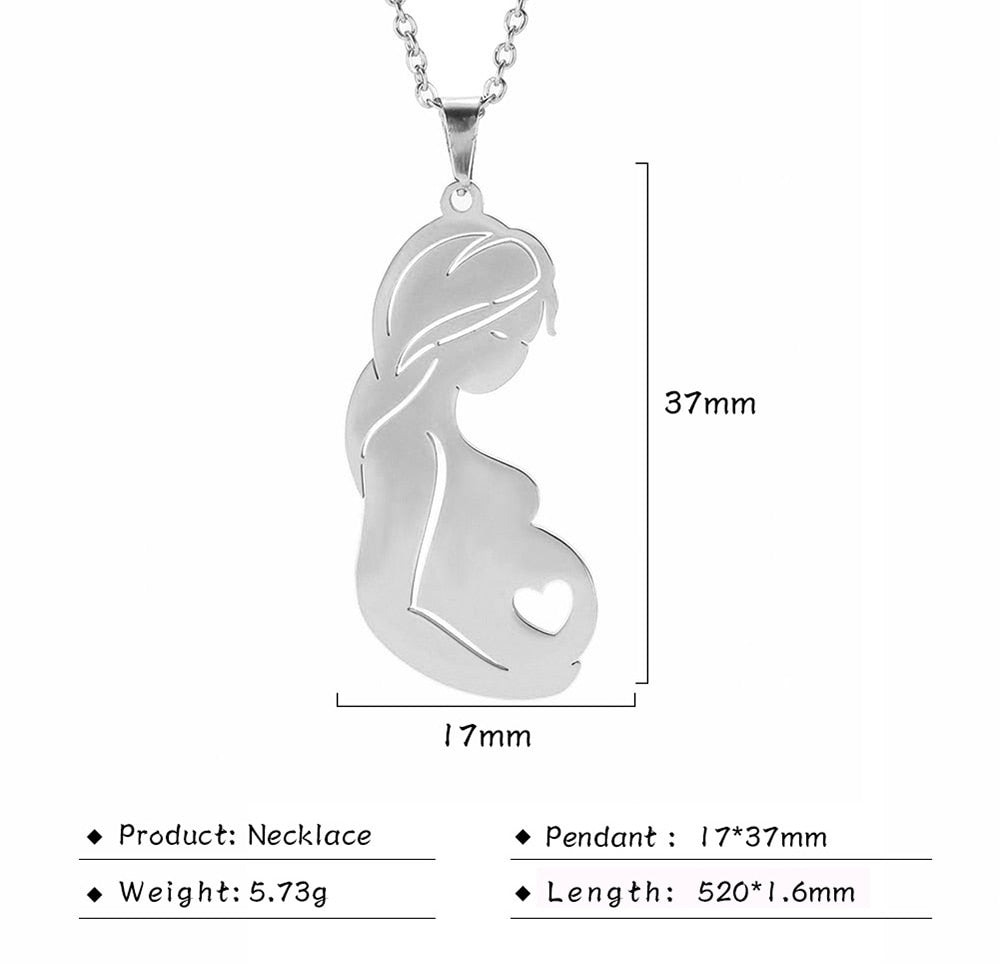 Baby in Uterus Pregnancy Necklace Silver