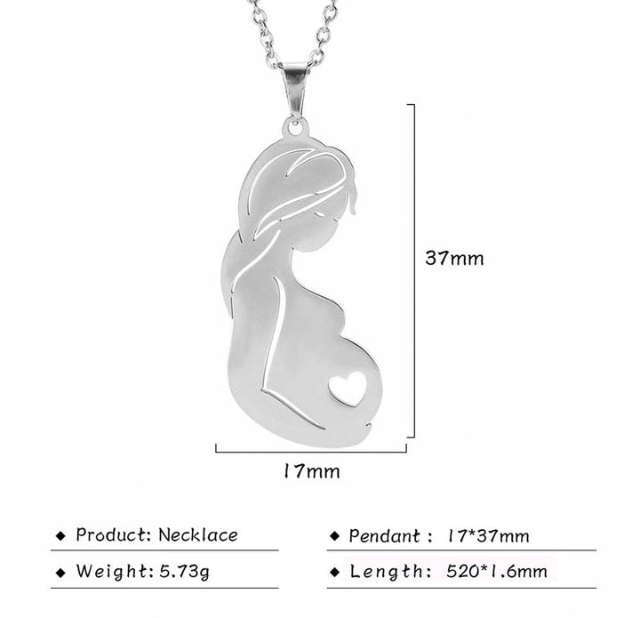 Baby in Uterus Pregnancy Necklace Silver