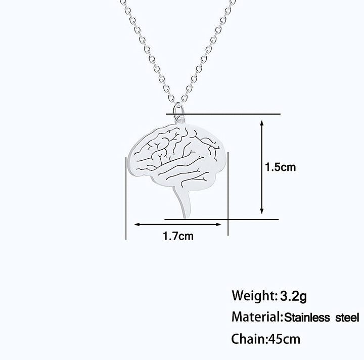 Brain Stem Pendant Necklace - Silver