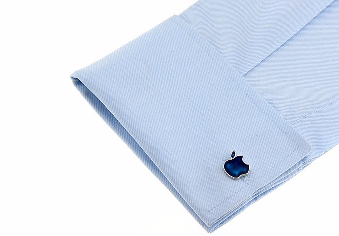 Bitten Apple Education Cufflinks - Blue Silver