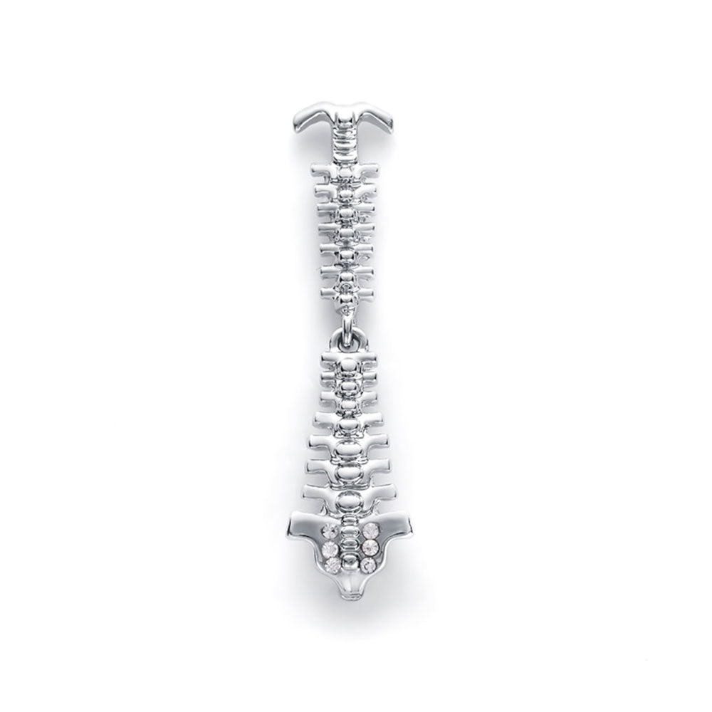 Silver spinal bone pin, a symbolic accessory for healthcare professionals, chiropractors, and physical therapists