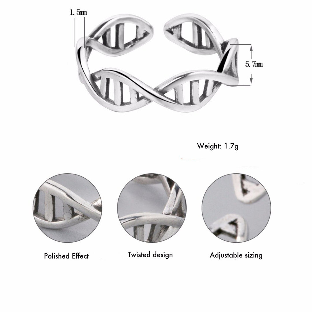 DNA Double Helix Silver Ring