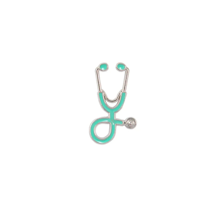 Blue silver stethoscope pin brooch, a unique accessory for healthcare professionals, including doctors, nurses, and veterinary practitioners.