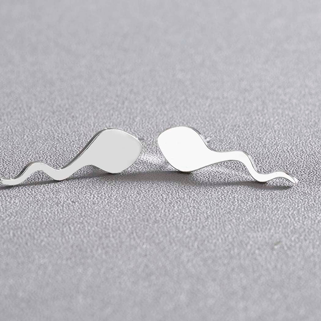 Sperm Stud Earrings Silver